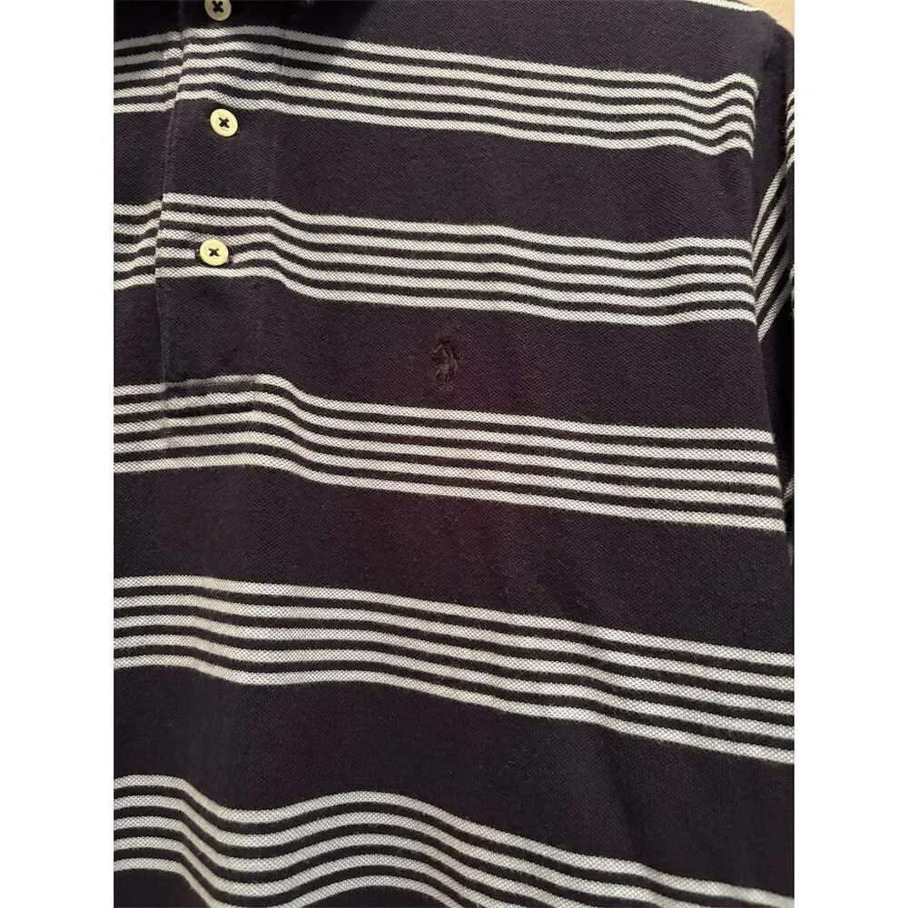 Polo Ralph Lauren Men's Large Blue Striped Short Sleeve Polo Shirt